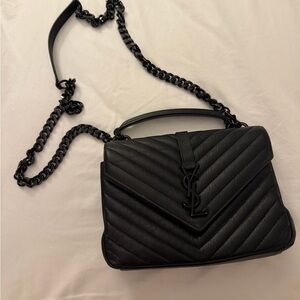 Yves Saint Laurent Black Chevron Shoulder Bag